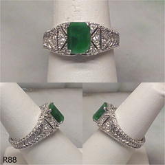 14k white gold green jade ring