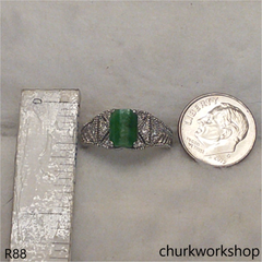14k white gold green jade ring