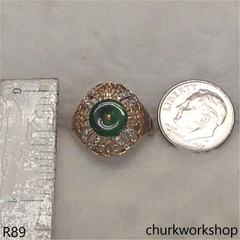 18K yellow gold diamond green jade ring