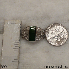 18k white gold deep green jade ring