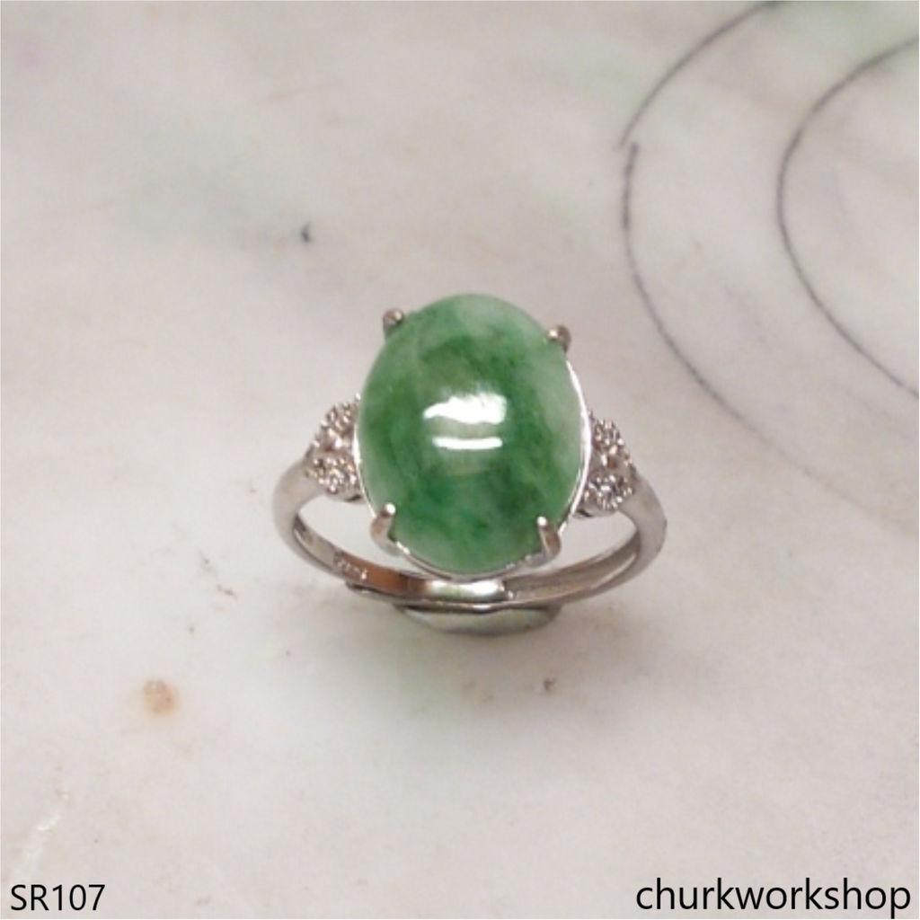 Bluish green jade ring