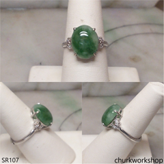 Bluish green jade ring