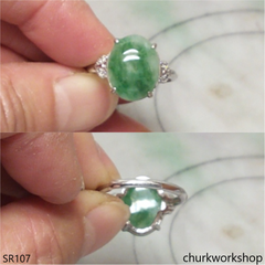 Bluish green jade ring