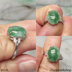Bluish green jade ring