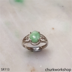 Green jade ring sterling silver
