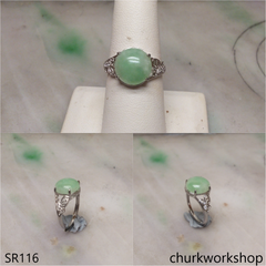Green Half round jade ring