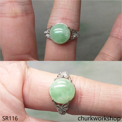 Green Half round jade ring