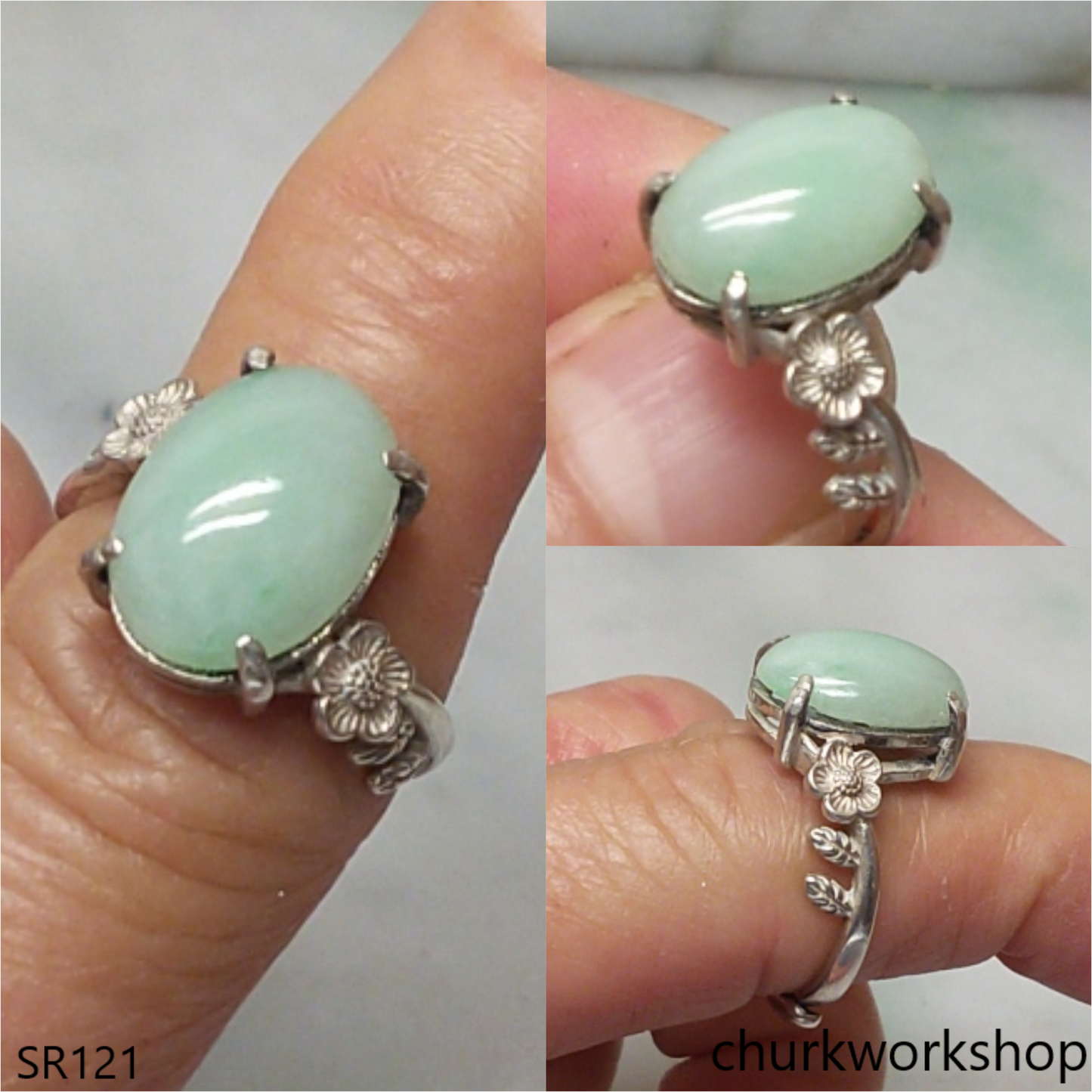 Oval jade ring