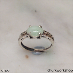 Small light green oval jade ring
