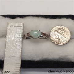 Small light green oval jade ring