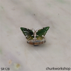 Butterfly dark green jade ring
