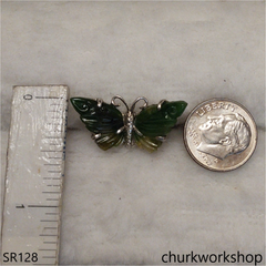 Butterfly dark green jade ring