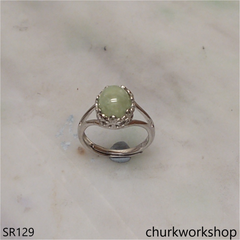Small light green oval jade ring