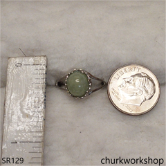 Small light green oval jade ring