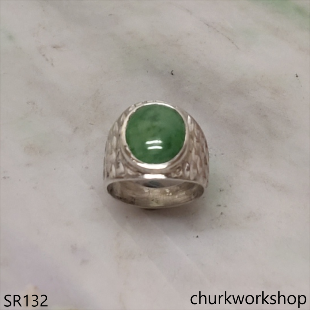 Bluish green unisex jade ring