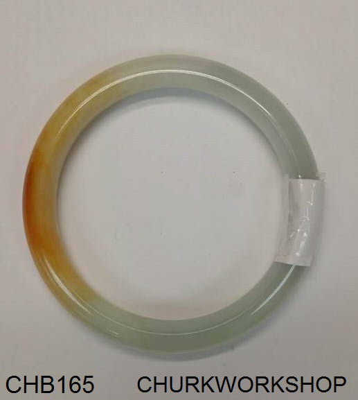 Custom Order - Multicolor Jadeite Bangle with Gold Wrapping