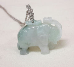 Jade elephant pendant with silver bail