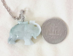 Jade elephant pendant with silver bail