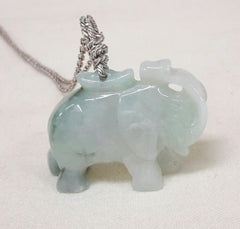 Jade elephant pendant with silver bail