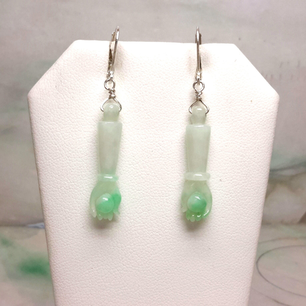 Jade earrings, dangling jade earrings, red jade earrings, silver jade earrings, jade earrings
