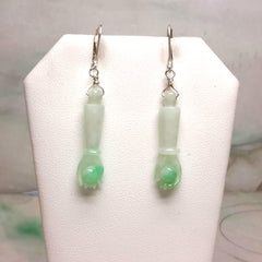 Jade earrings, dangling jade earrings, red jade earrings, silver jade earrings, jade earrings