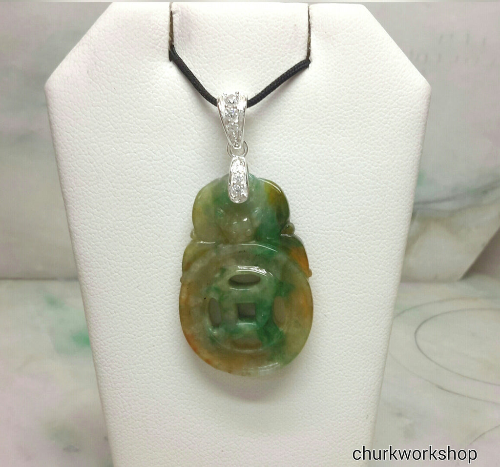 Multi-color jade pendant