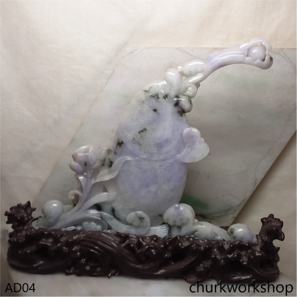 Unique natural lavender jade fish