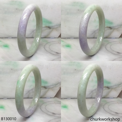 Upper arm light green with splotches lavender jade bangle
