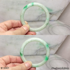 Pale green with splotches apple green jade bangle