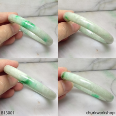 Pale green with splotches apple green jade bangle
