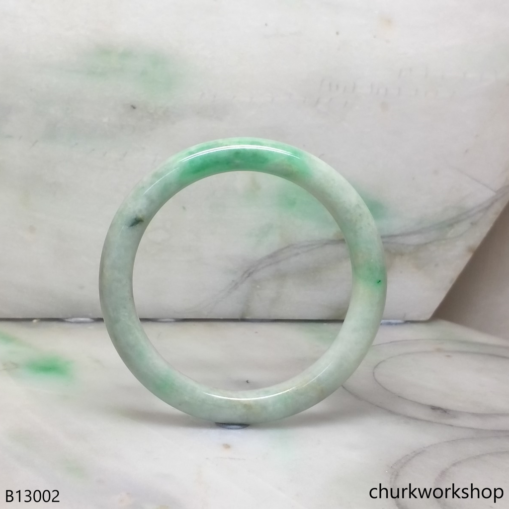 Pale green with splotches apple green jade bangle
