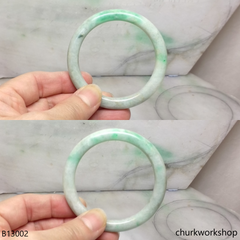 Pale green with splotches apple green jade bangle