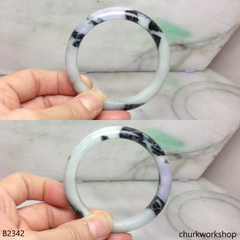 Light green mix lavender & dark green jade bangle