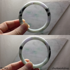 Light green mix lavender & dark green jade bangle