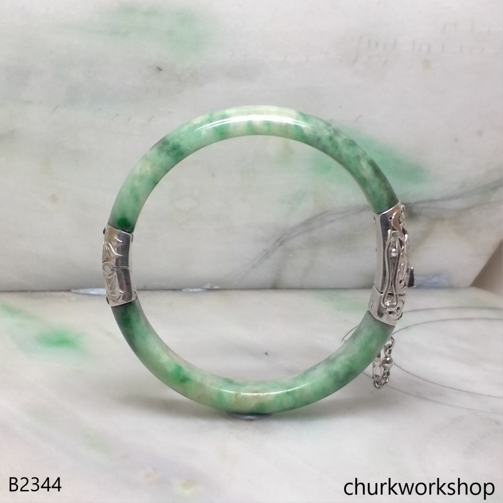 Green jade hinge bangle