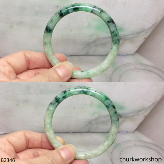 Light green with splotches dark green jade bangle