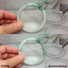 White base mix green jade bangle