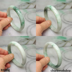 White base mix green jade bangle