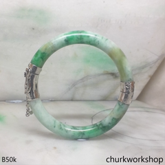 Multi-color jade hinge bangle