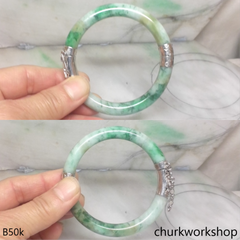 Multi-color jade hinge bangle