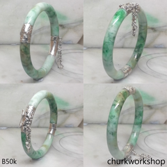 Multi-color jade hinge bangle