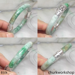 Multi-color jade hinge bangle