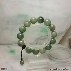 Dark green large beads jade bracelet, jade beads bracelet