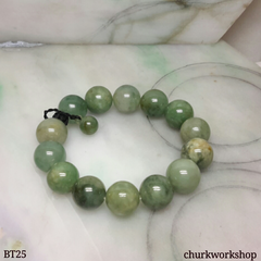 Dark green large beads jade bracelet, jade beads bracelet