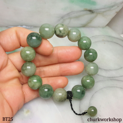 Dark green large beads jade bracelet, jade beads bracelet