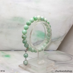Light green beads jade bracelet with charm