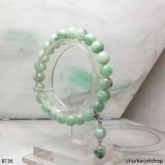 Light green beads jade bracelet with charm