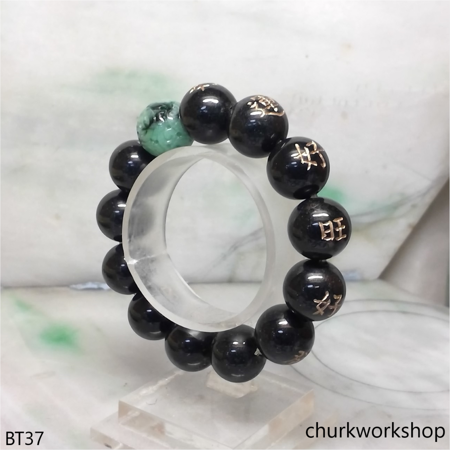 Black beads jade bracelet