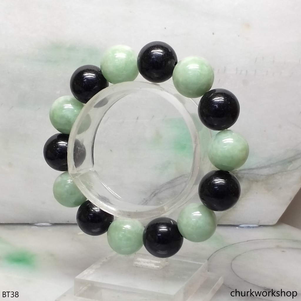 Black and green beads jade bracelet