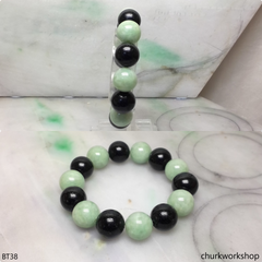 Black and green beads jade bracelet